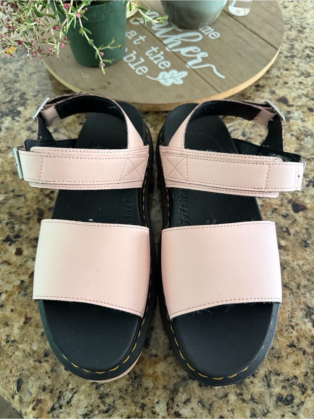 Dr Martens Voss Strappy Chunky Platform Sandals in Pale Pink
